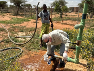 Alex Handke tests drinking water in Salahley